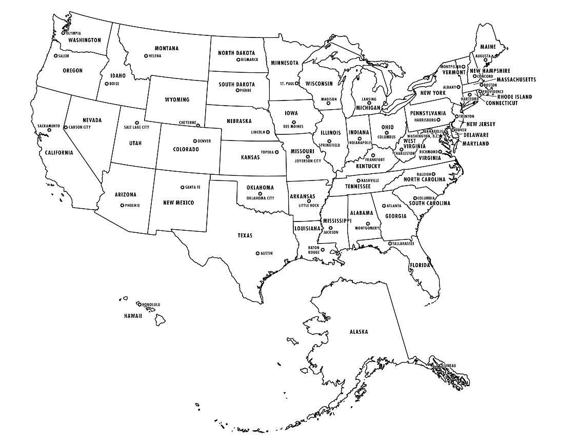 Free Map Of The United States Black And White Printable, Download