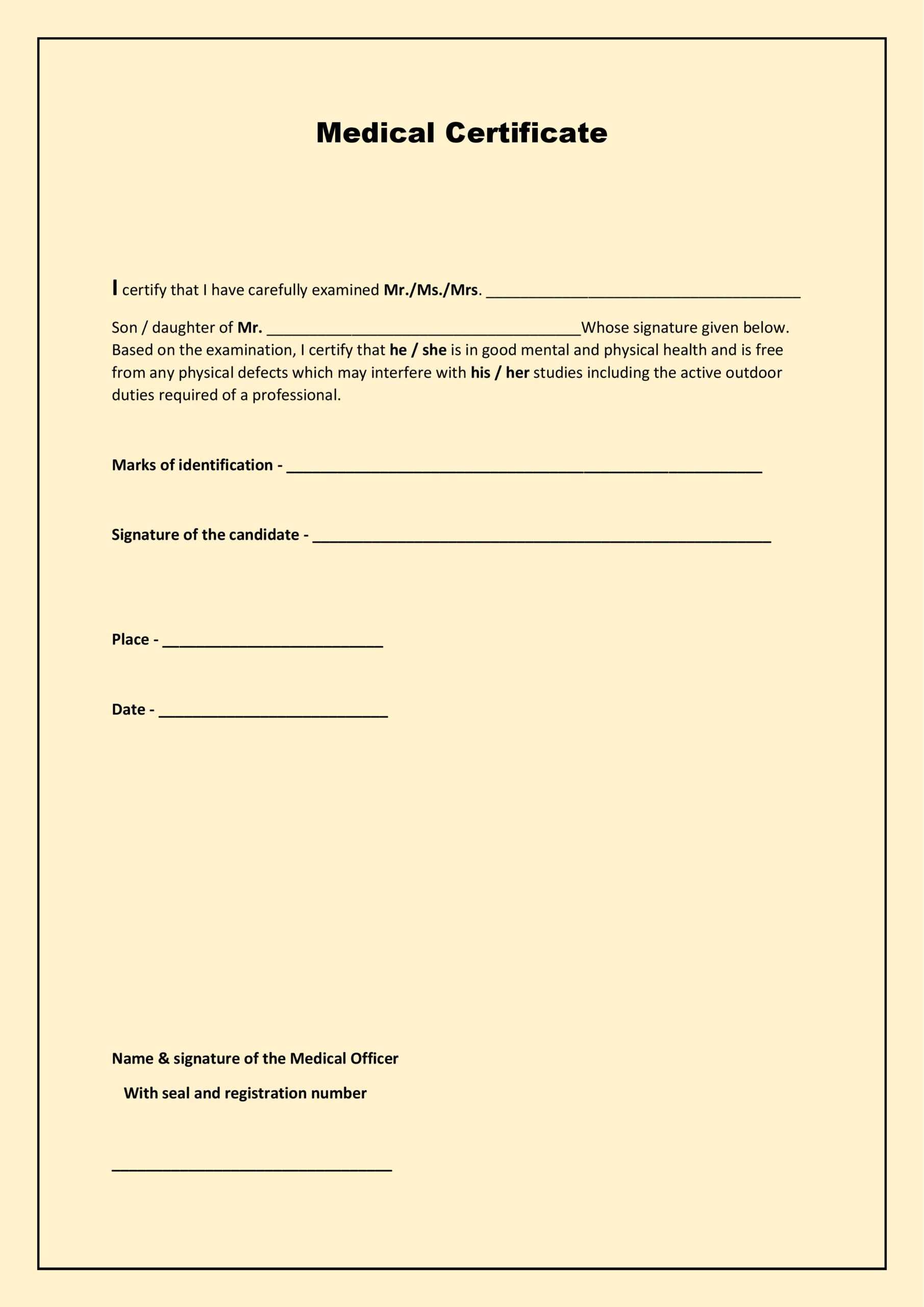 Free Medical Certificate Templates-Word Excel Formats Pertaining To Medical Report Template Free Downloads