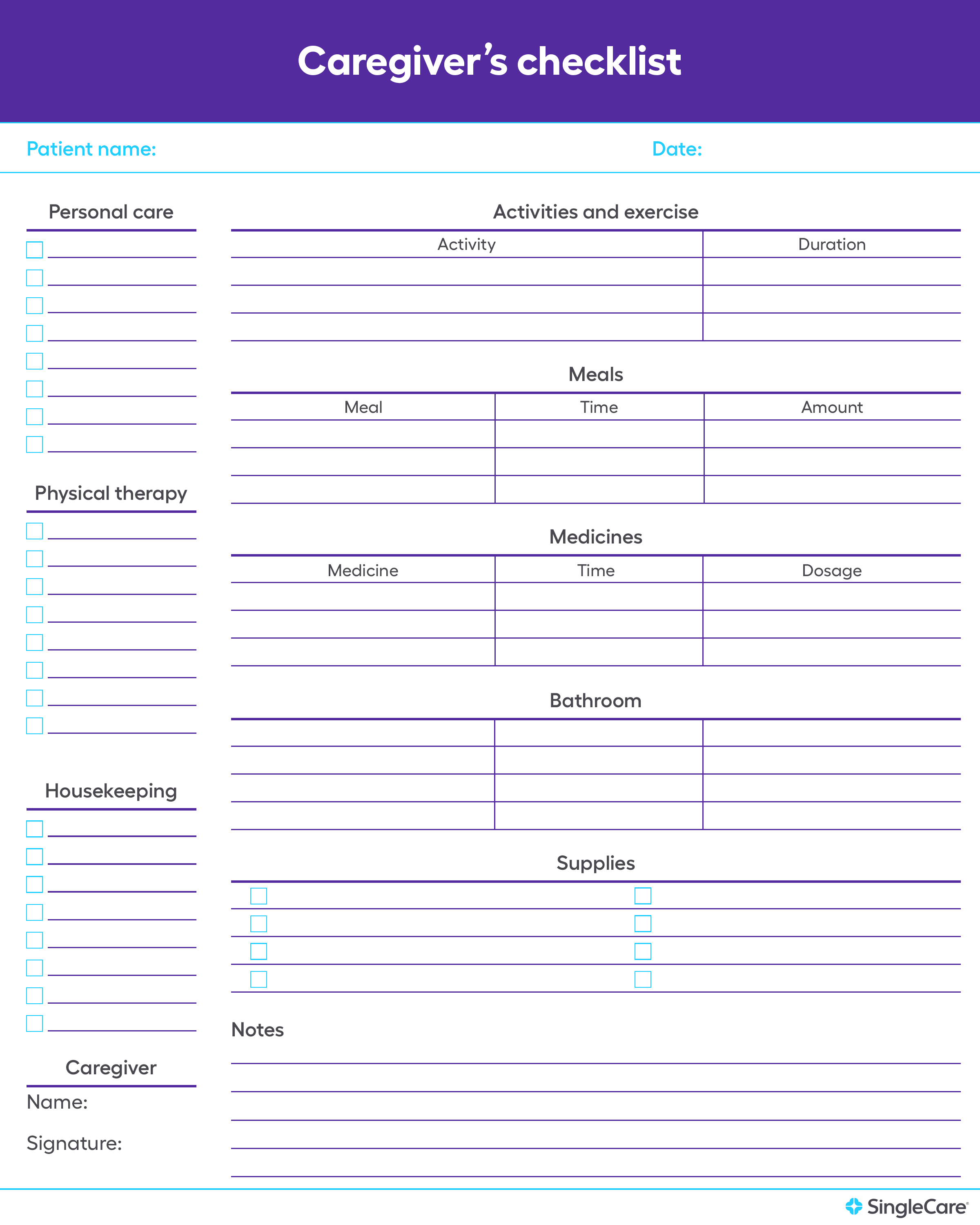 Free medication list templates for patients and caregivers Regarding Blank Medication List Templates