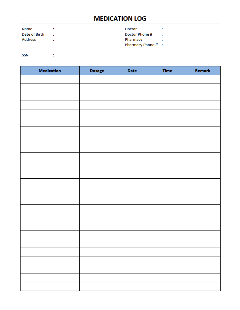 Free Medication Schedule Templates  PDF  WORD  EXCEL With Regard To Blank Medication List Templates