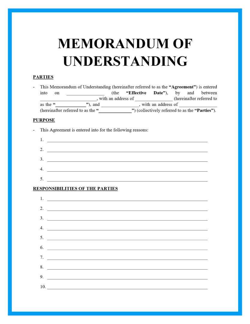 Free Memorandum Of Understanding Templates Within Blank Legal Document Template