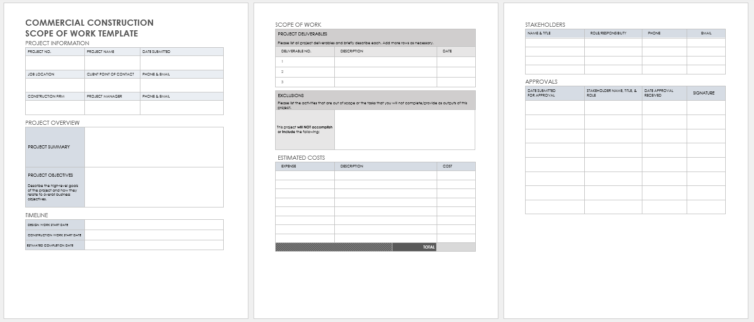 Free Microsoft Word Scope Of Work Templates  Smartsheet Intended For Blank Scheme Of Work Template