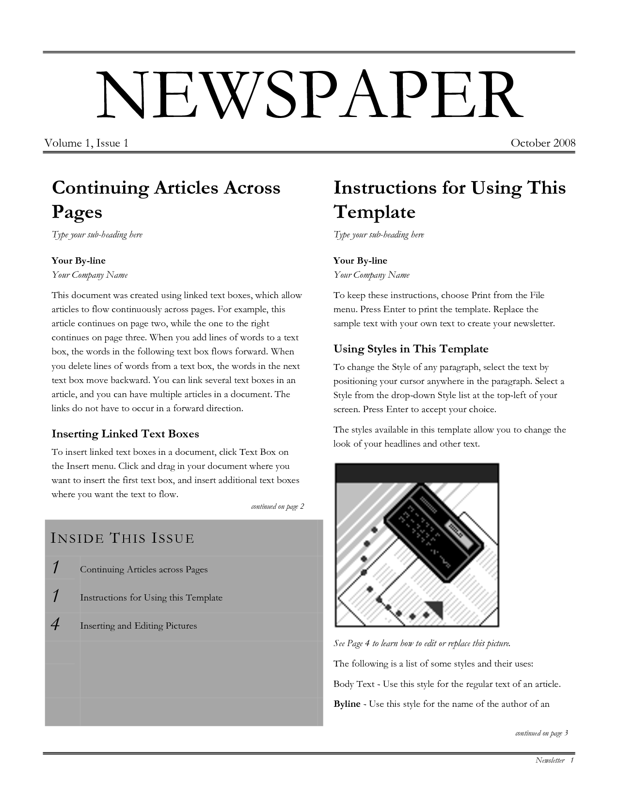 Free Newspaper Template Png, Download Free Newspaper Template Png With Regard To Blank Newspaper Template For Word