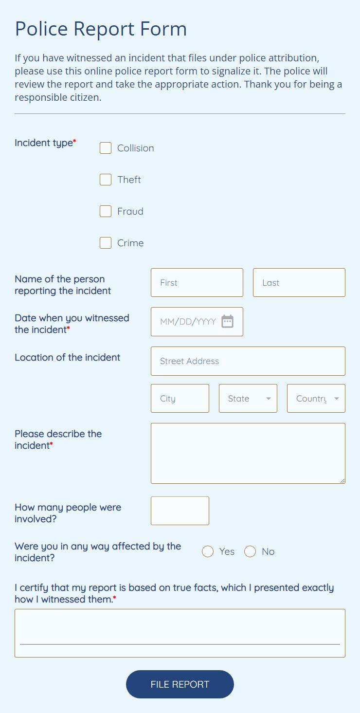 Free Online Police Report Form Template  10FormBuilder Throughout Fake Police Report Template