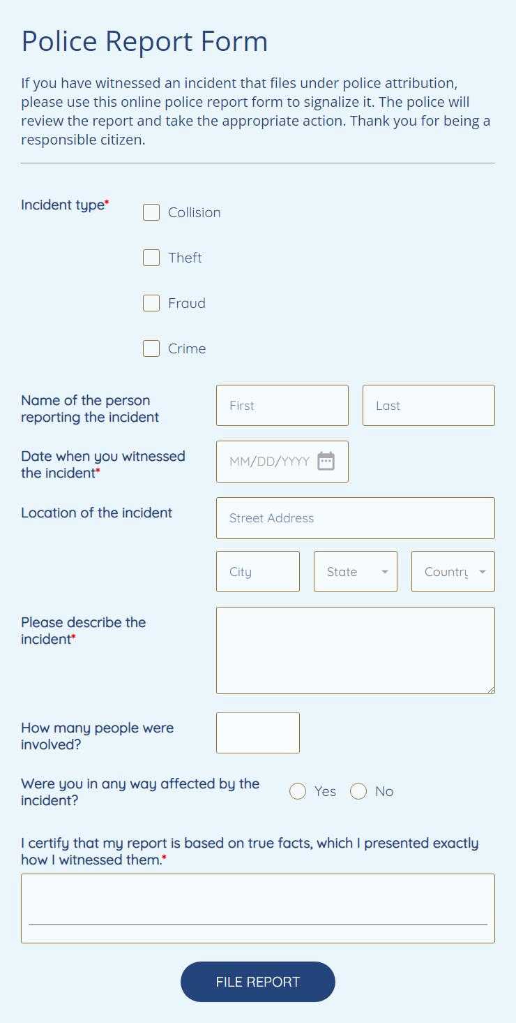 Free Online Police Report Form Template  10FormBuilder Throughout Fake Police Report Template