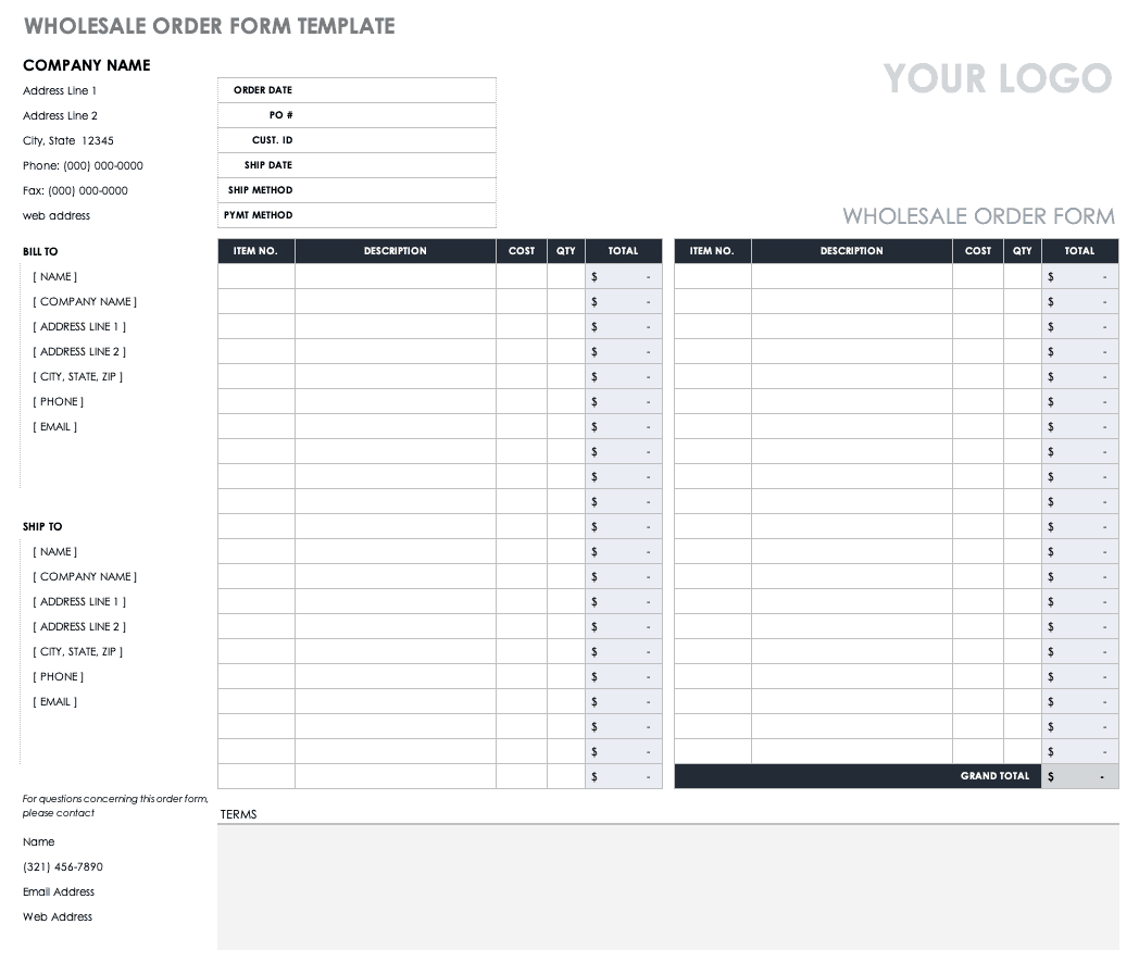 Free Order Form Templates  Smartsheet For Blank Fundraiser Order Form Template