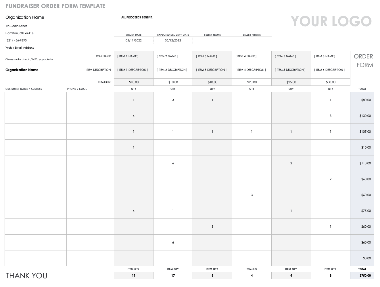 Free Order Form Templates  Smartsheet With Blank Fundraiser Order Form Template