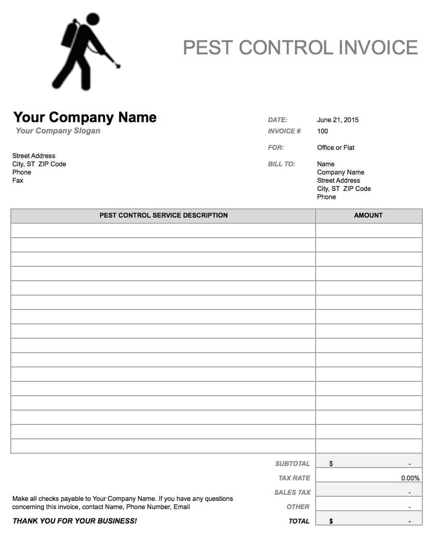 Free Pest Control Invoice Template  PDF  WORD  EXCEL In Pest Control Report Template