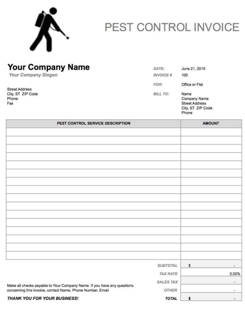 Free Pest Control Invoice Template PDF WORD EXCEL Inside Pest Control
