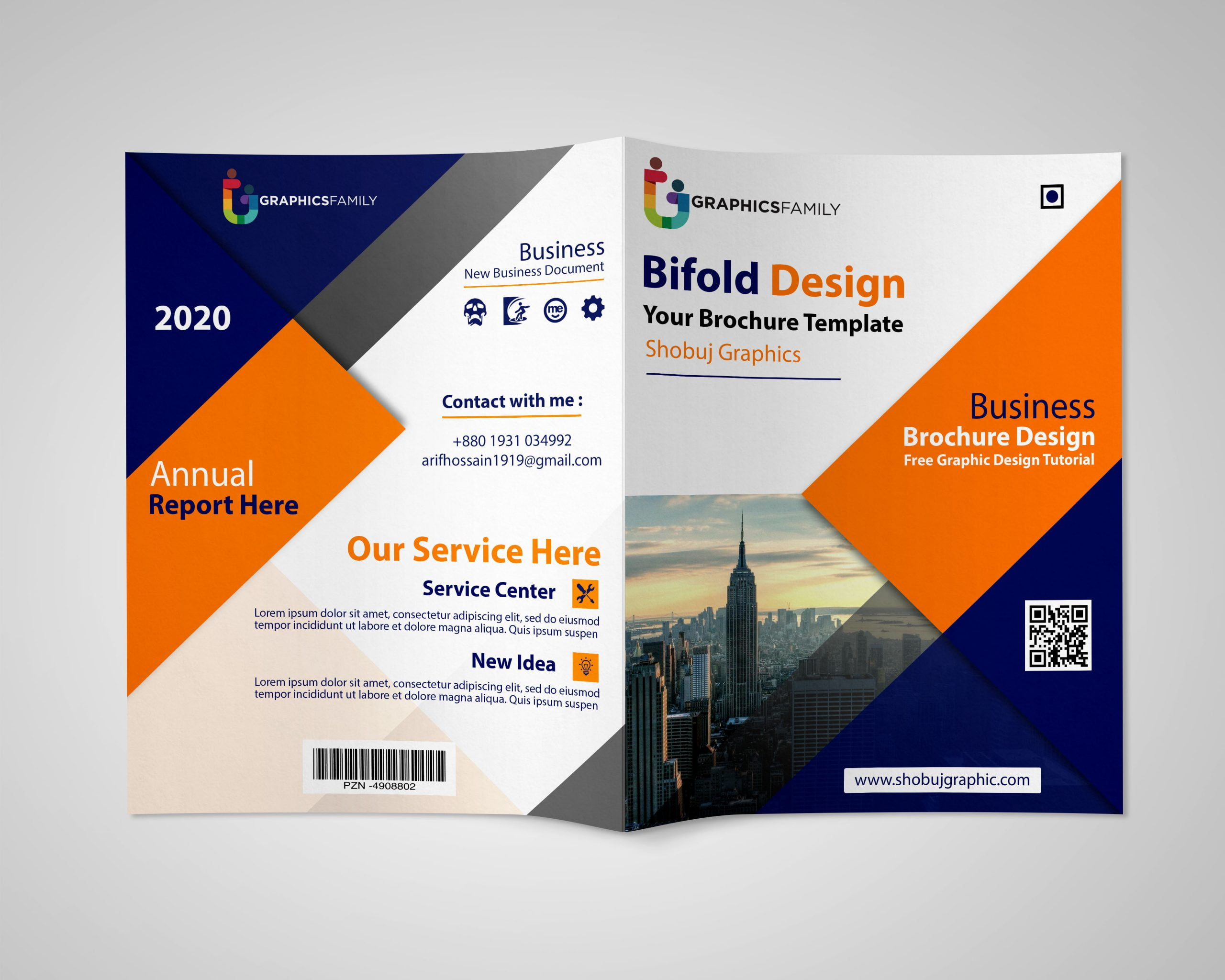 Free Photoshop Bi-fold Brochure Template – GraphicsFamily Within Two Fold Brochure Template Psd