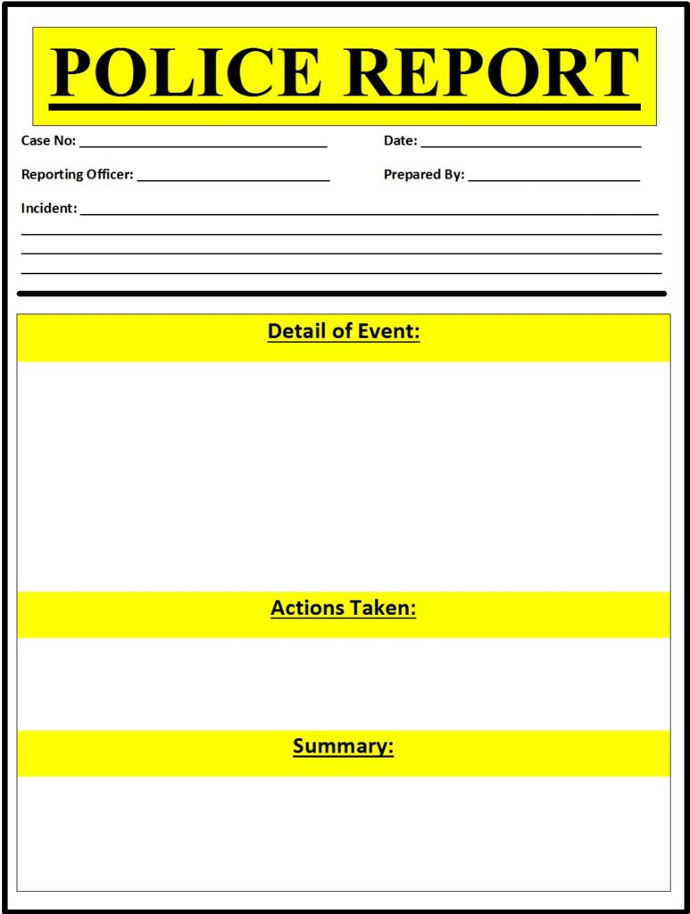 Free Police Report Template - Free Report Templates For Police Incident Report Template