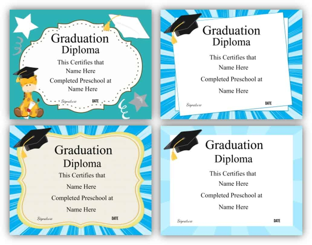 FREE Preschool Graduation Certificate  Preschool Graduation Diploma For Preschool Graduation Certificate Template Free