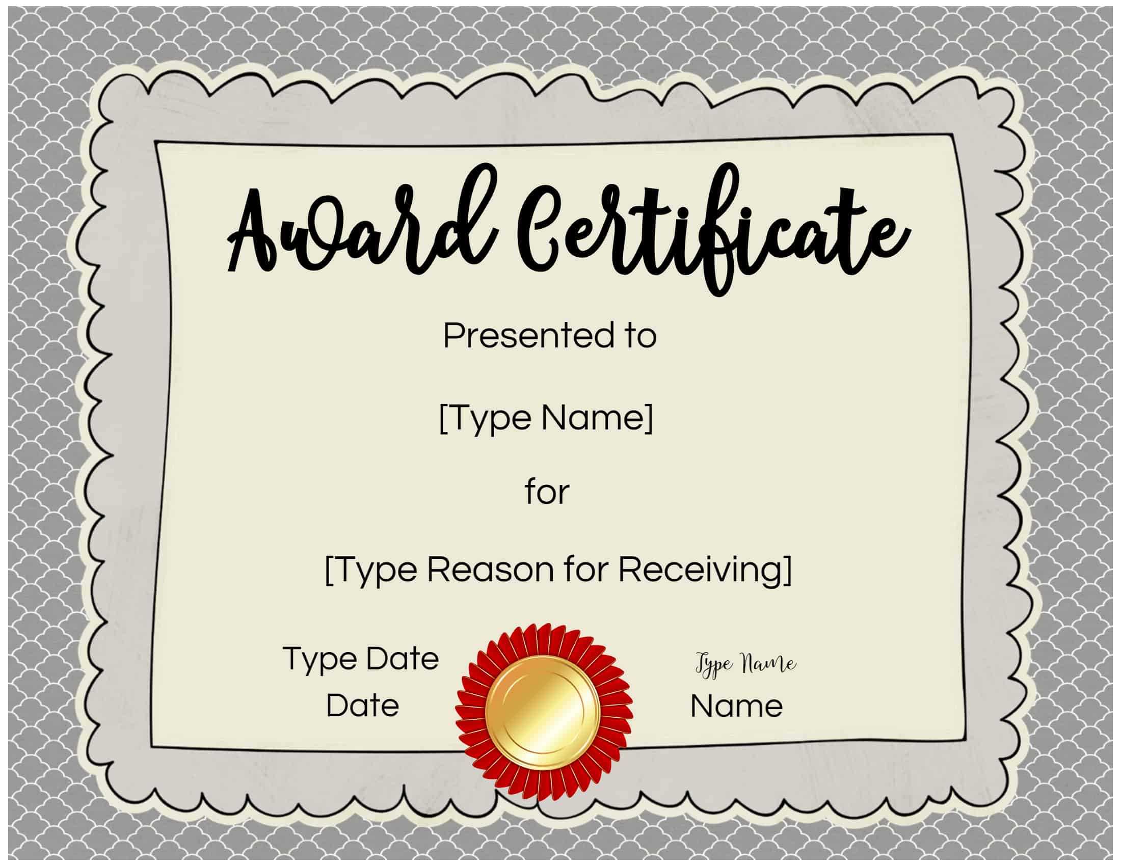 FREE Printable And Editable Awards For Students  No Watermark For Free Printable Blank Award Certificate Templates