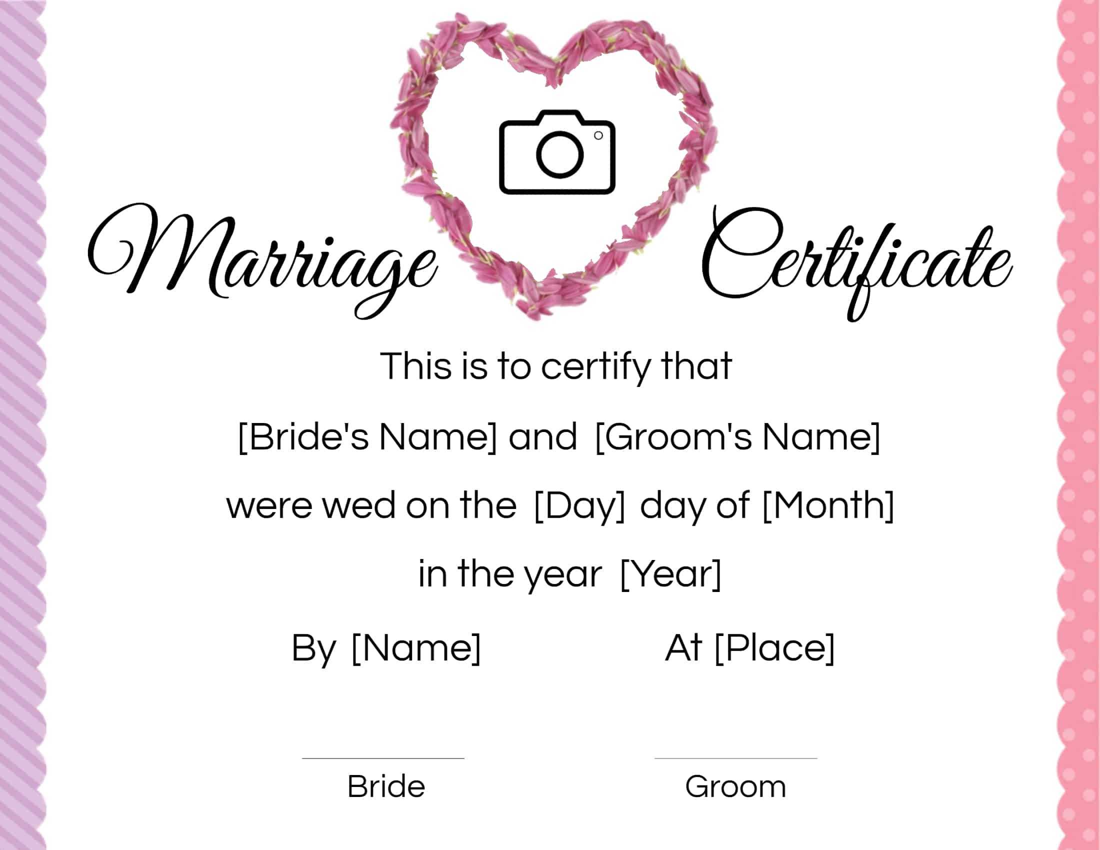 FREE Printable And Editable Fake Marriage Certificate For Blank Marriage Certificate Template