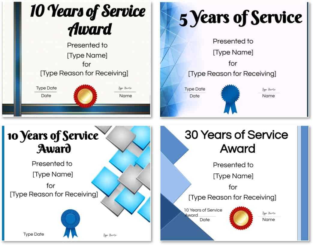 FREE Printable And Editable Years Of Service Award  Instant Download For Recognition Of Service Certificate Template