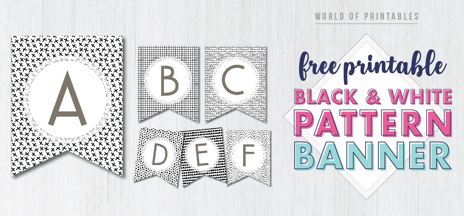Free Printable Black And White Pattern Banner Letters Template Inside Diy Birthday Banner Template