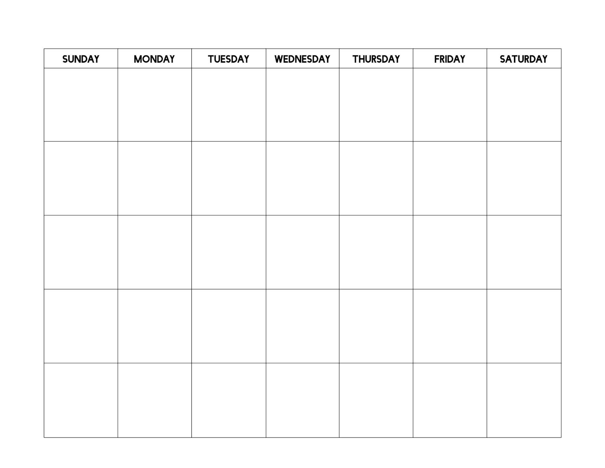 Blank One Month Calendar Template - Rebeccachulew.com