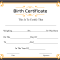 ?Free Printable Certificate of Birth Sample Template?