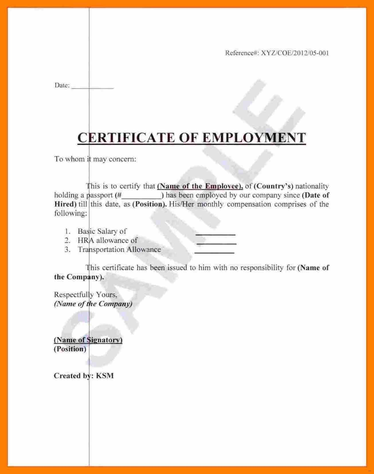 ❤️ Free Printable Certificate of Employment Form Sample Template❤️ Pertaining To Sample Certificate Employment Template