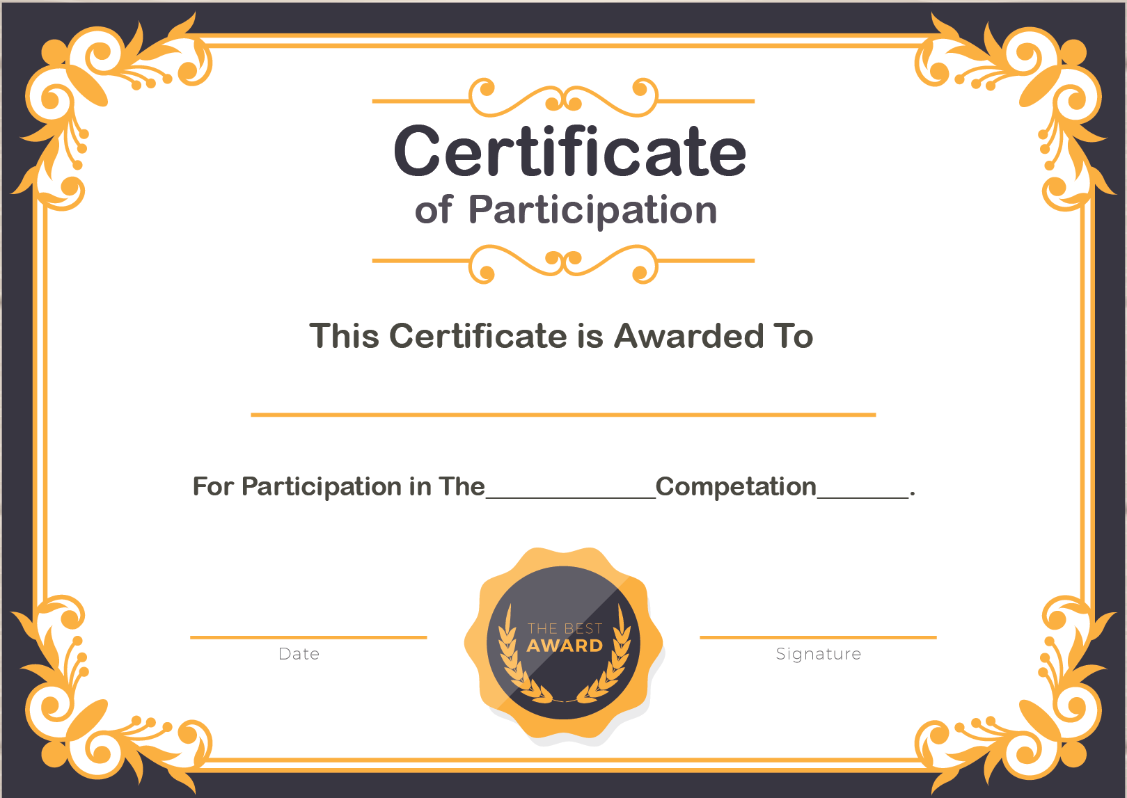?Free Printable Certificate Of Participation Templates (COP)? With Certificate Of Participation Template Doc