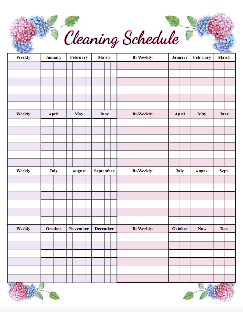 Free Printable Cleaning Schedule: Weekly and Deep-Cleaning
