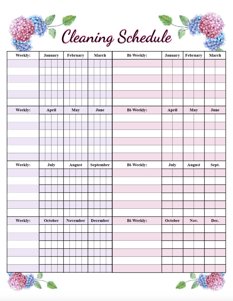 Free Printable Cleaning Schedule: Weekly And Deep Cleaning Regarding Blank Cleaning Schedule Template