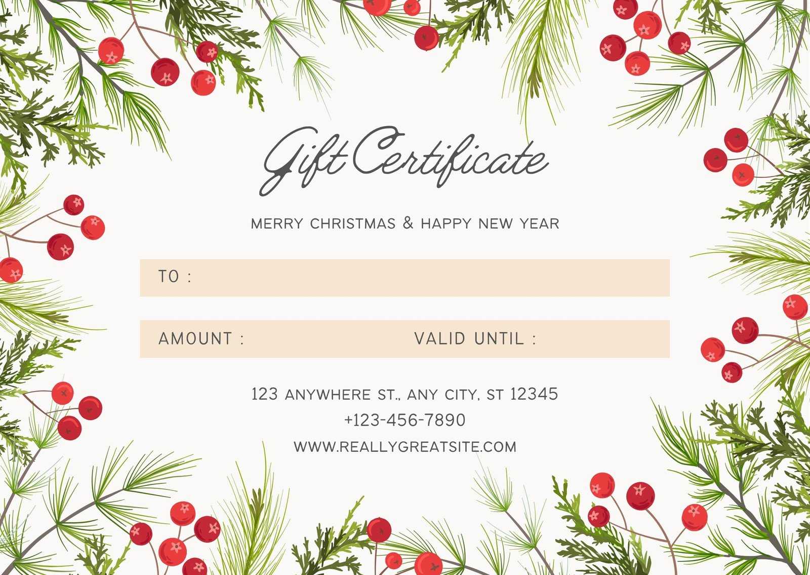 Free, Printable Custom Christmas Gift Certificate Templates  Canva With Merry Christmas Gift Certificate Templates