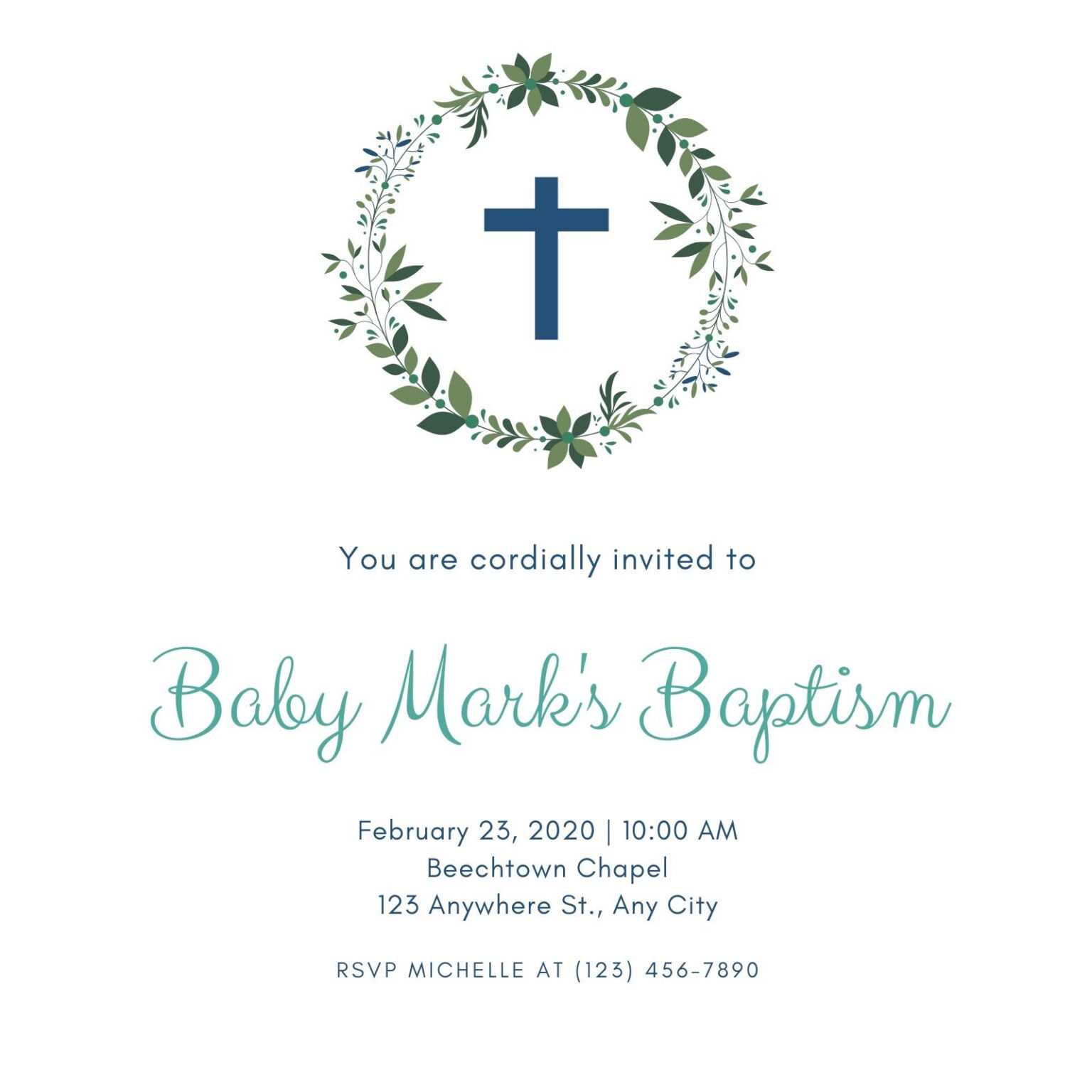 Free printable, customizable baptism invitation templates Canva Inside ...