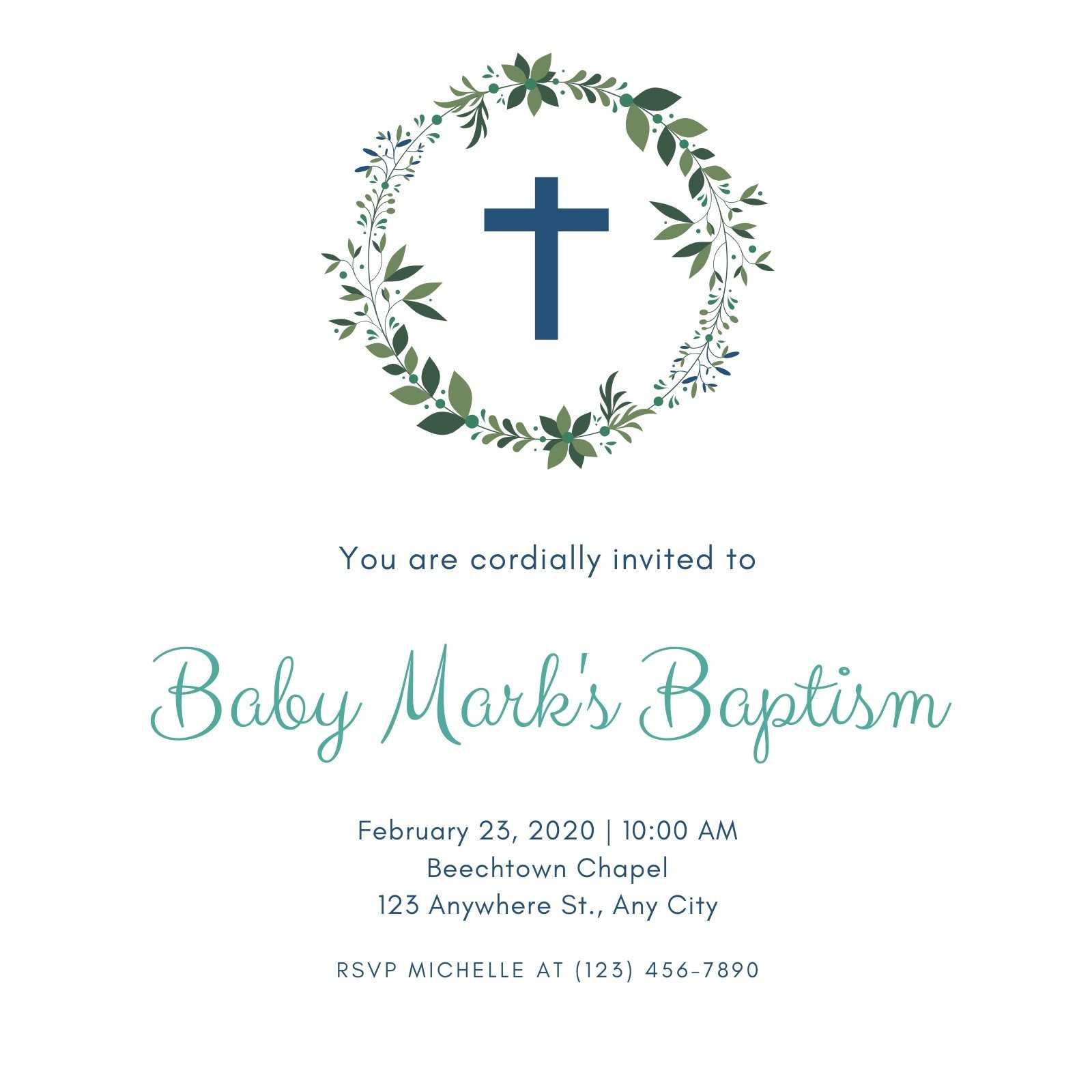 Free Printable, Customizable Baptism Invitation Templates  Canva Inside Blank Christening Invitation Templates