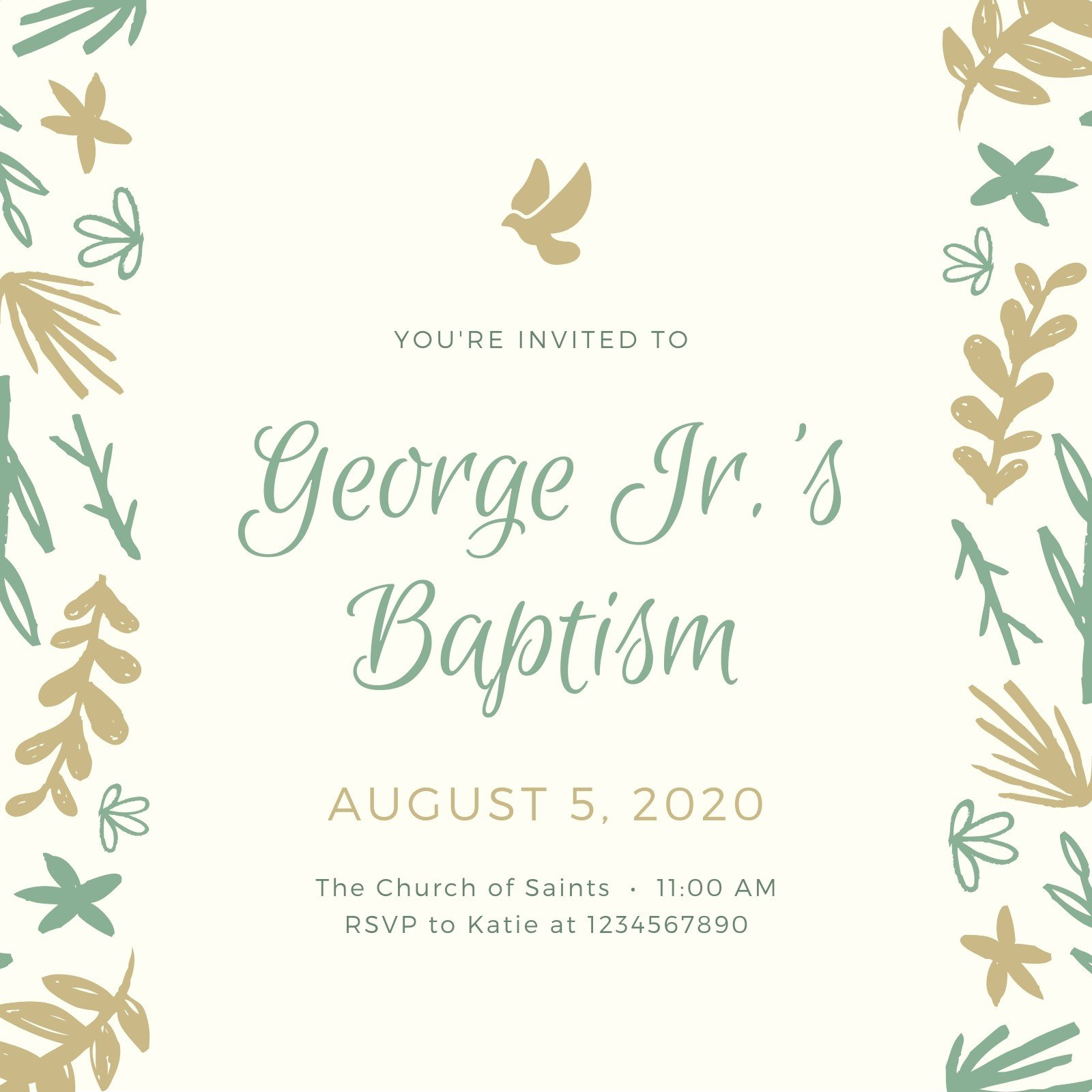Free printable, customizable baptism invitation templates  Canva With Regard To Blank Christening Invitation Templates