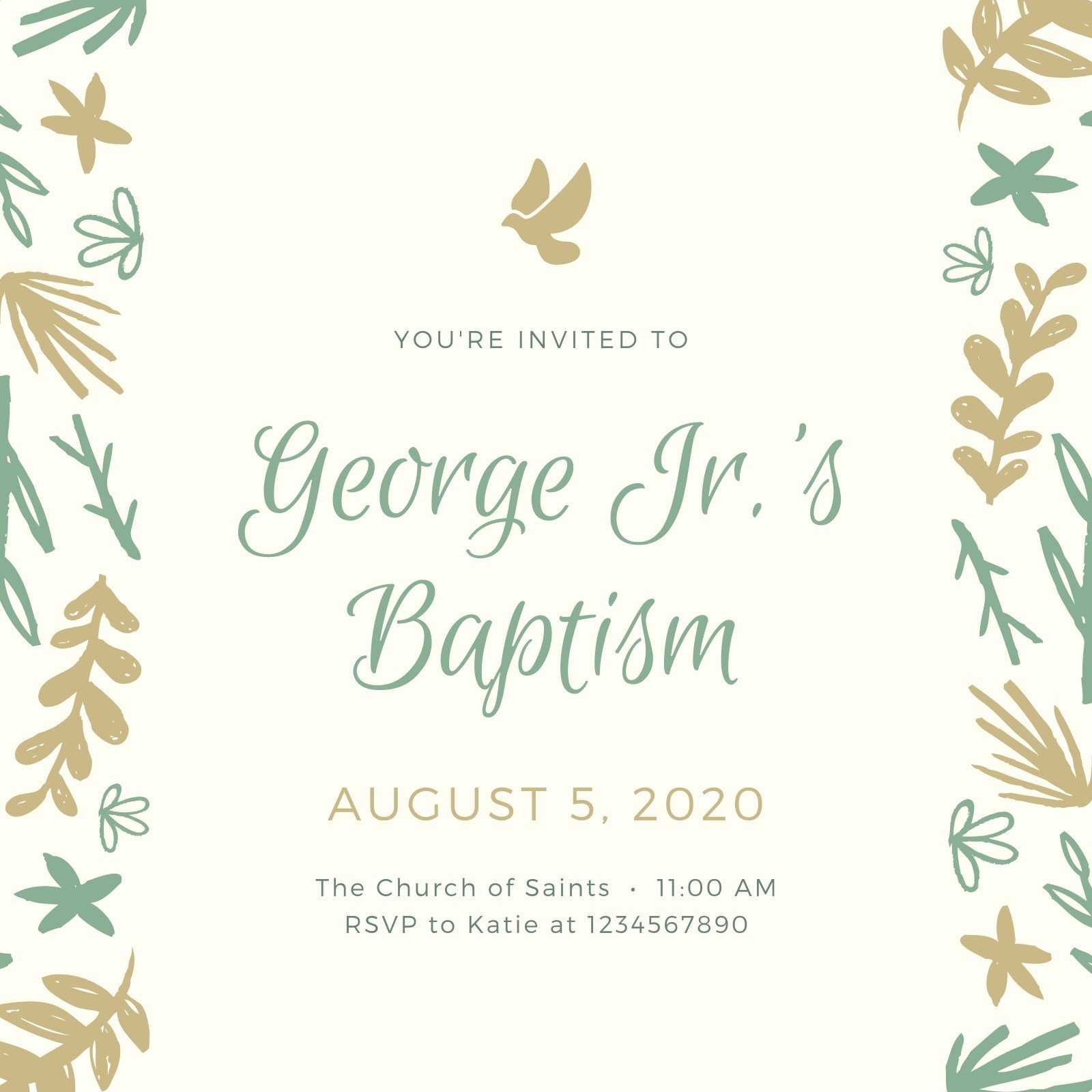 Free printable, customizable baptism invitation templates  Canva With Regard To Blank Christening Invitation Templates