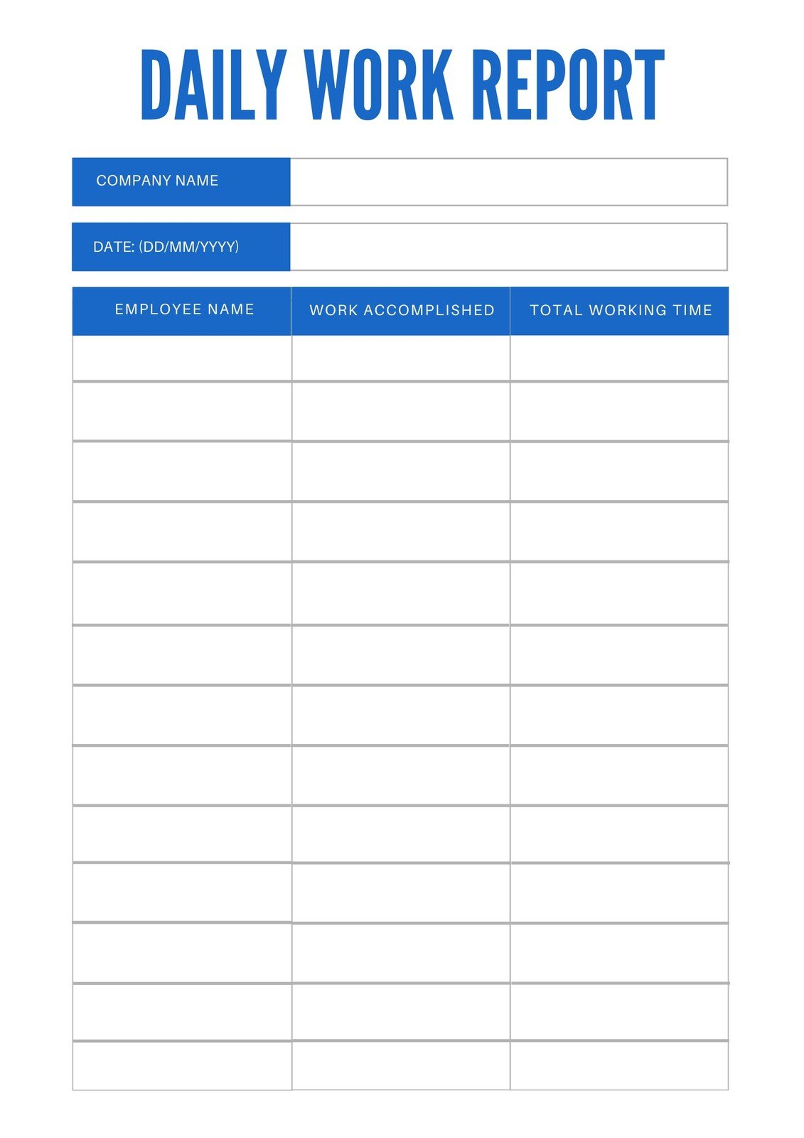Free printable, customizable daily report templates  Canva For Employee Daily Report Template