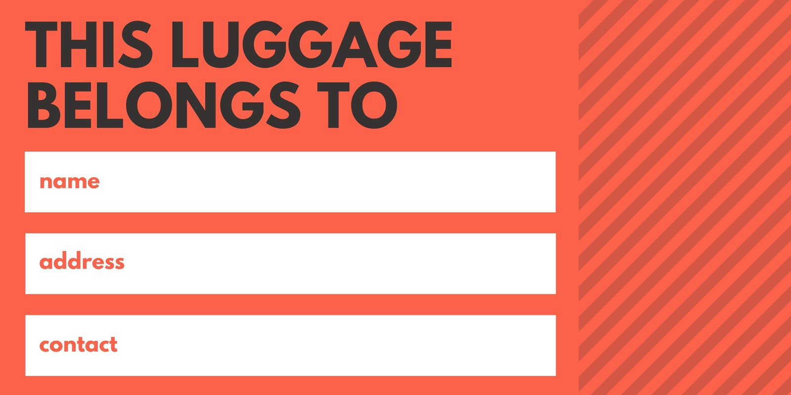 Free printable, customizable luggage tag templates  Canva Inside Blank Luggage Tag Template