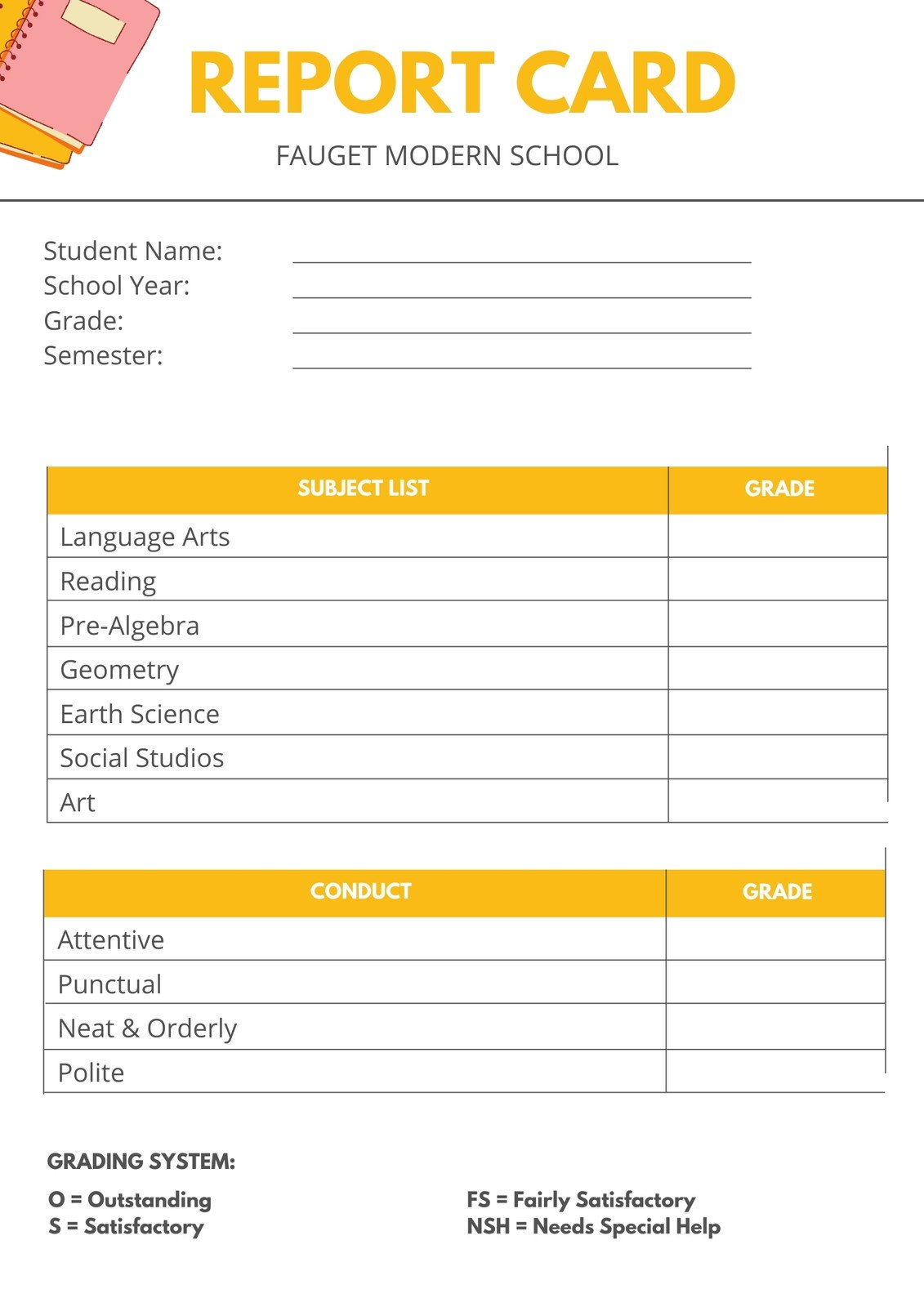 Free, printable, customizable report card templates  Canva In Report Card Template Middle School