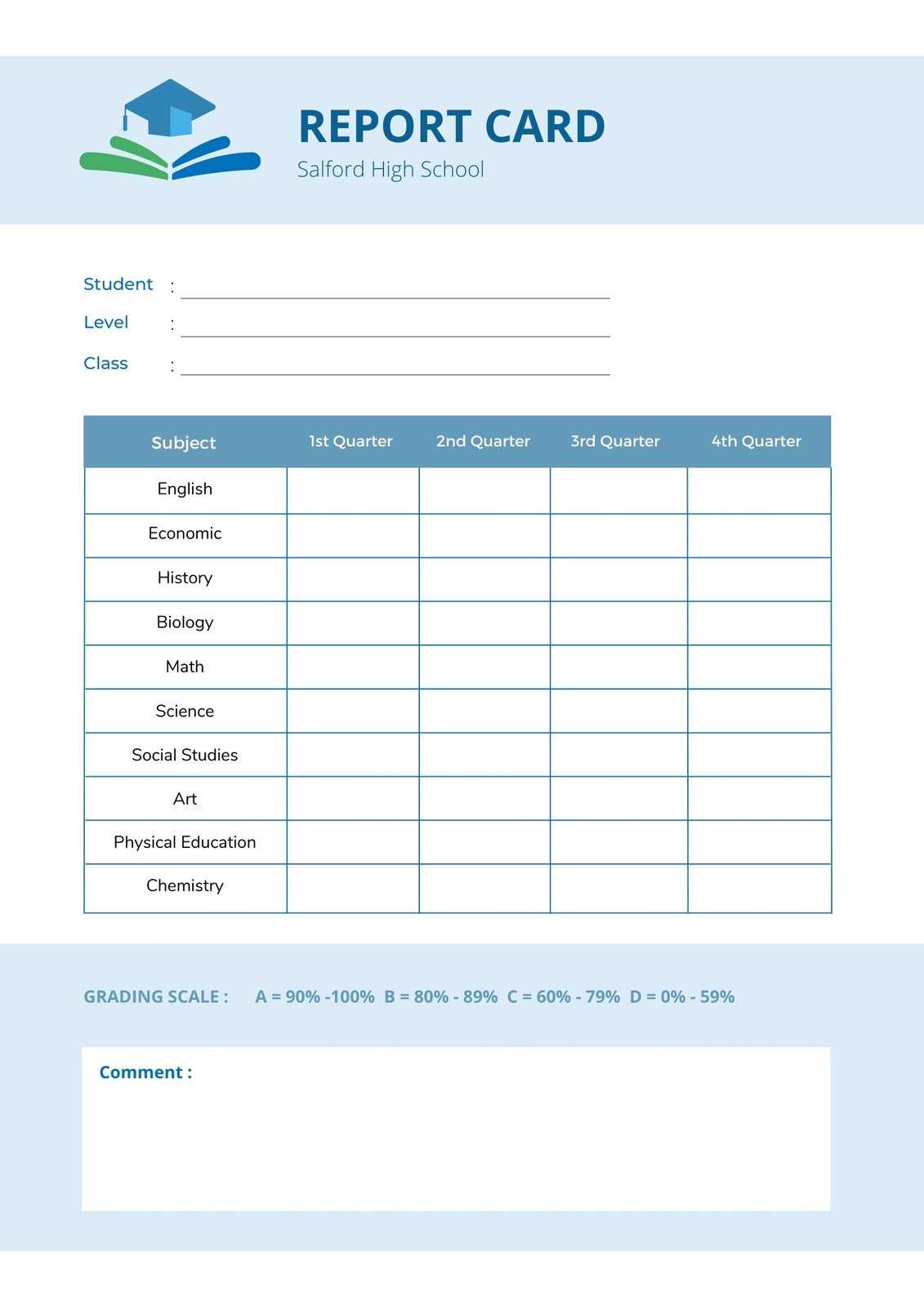 Free, Printable, Customizable Report Card Templates  Canva Inside Report Card Template Middle School