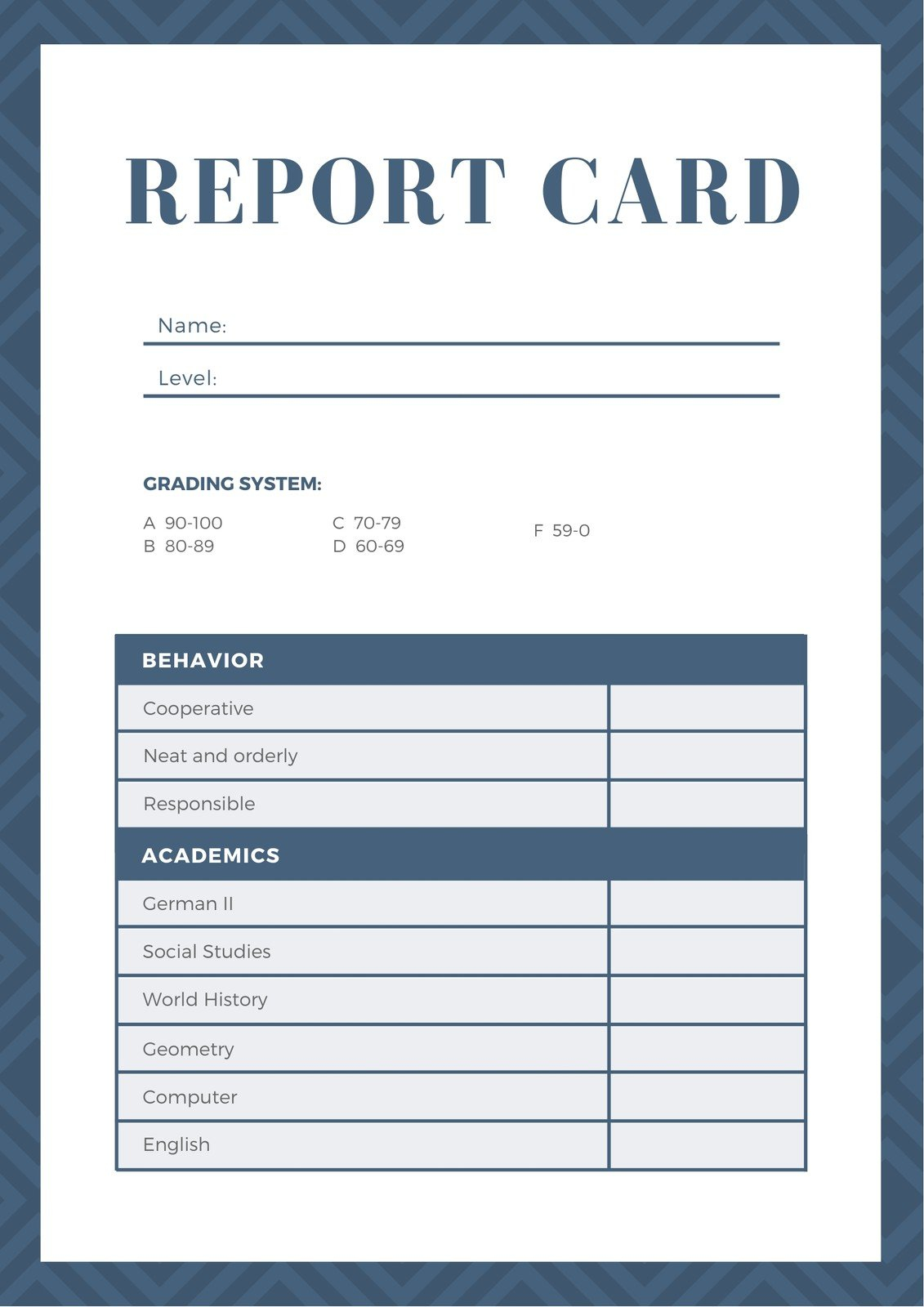 Free, printable, customizable report card templates  Canva With Regard To Blank Report Card Template
