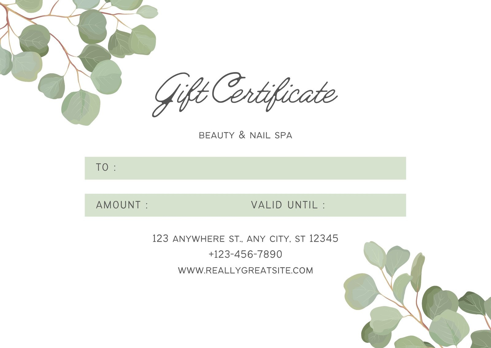 Free, printable, customizable spa gift certificate templates  Canva For Nail Gift Certificate Template Free