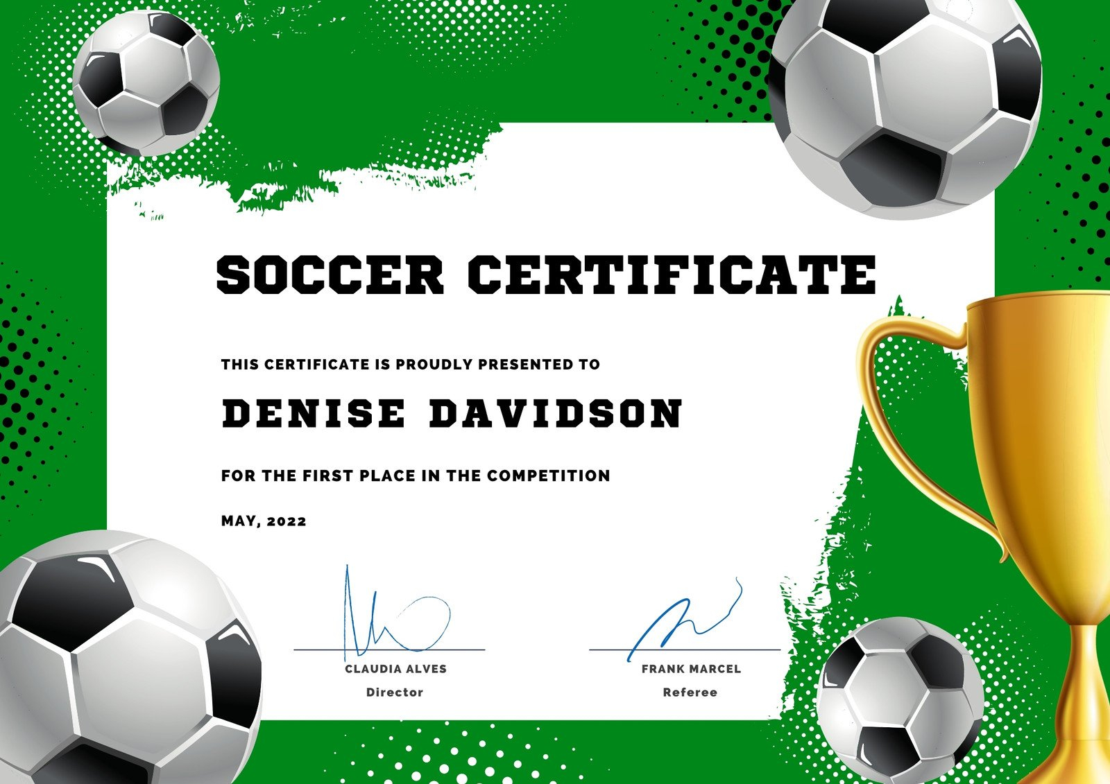 Free printable, customizable sport certificate templates  Canva Regarding Soccer Certificate Template Free