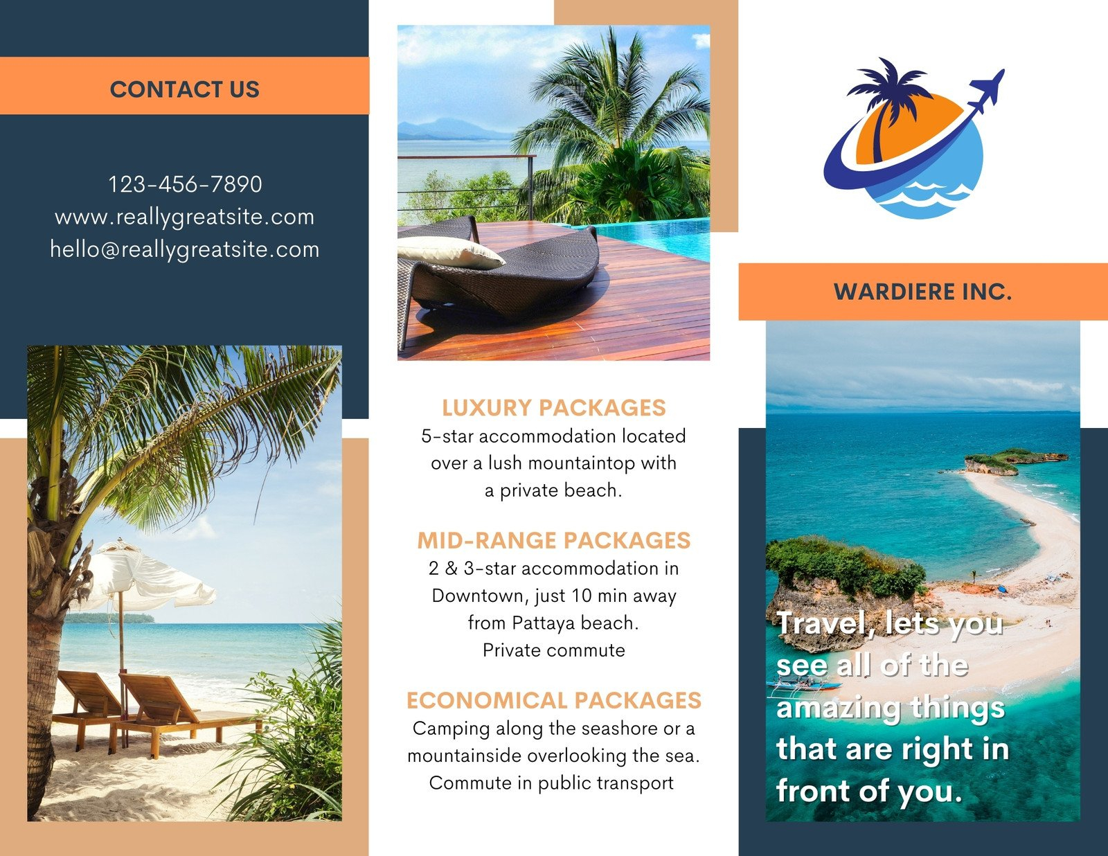 Free, printable, customizable travel brochure templates  Canva Pertaining To Island Brochure Template