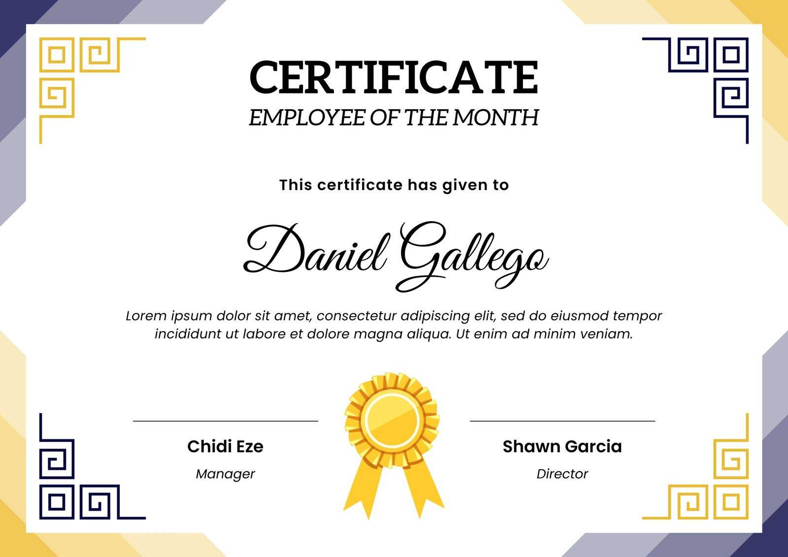 Free printable employee of the month certificate templates  Canva Throughout Manager Of The Month Certificate Template