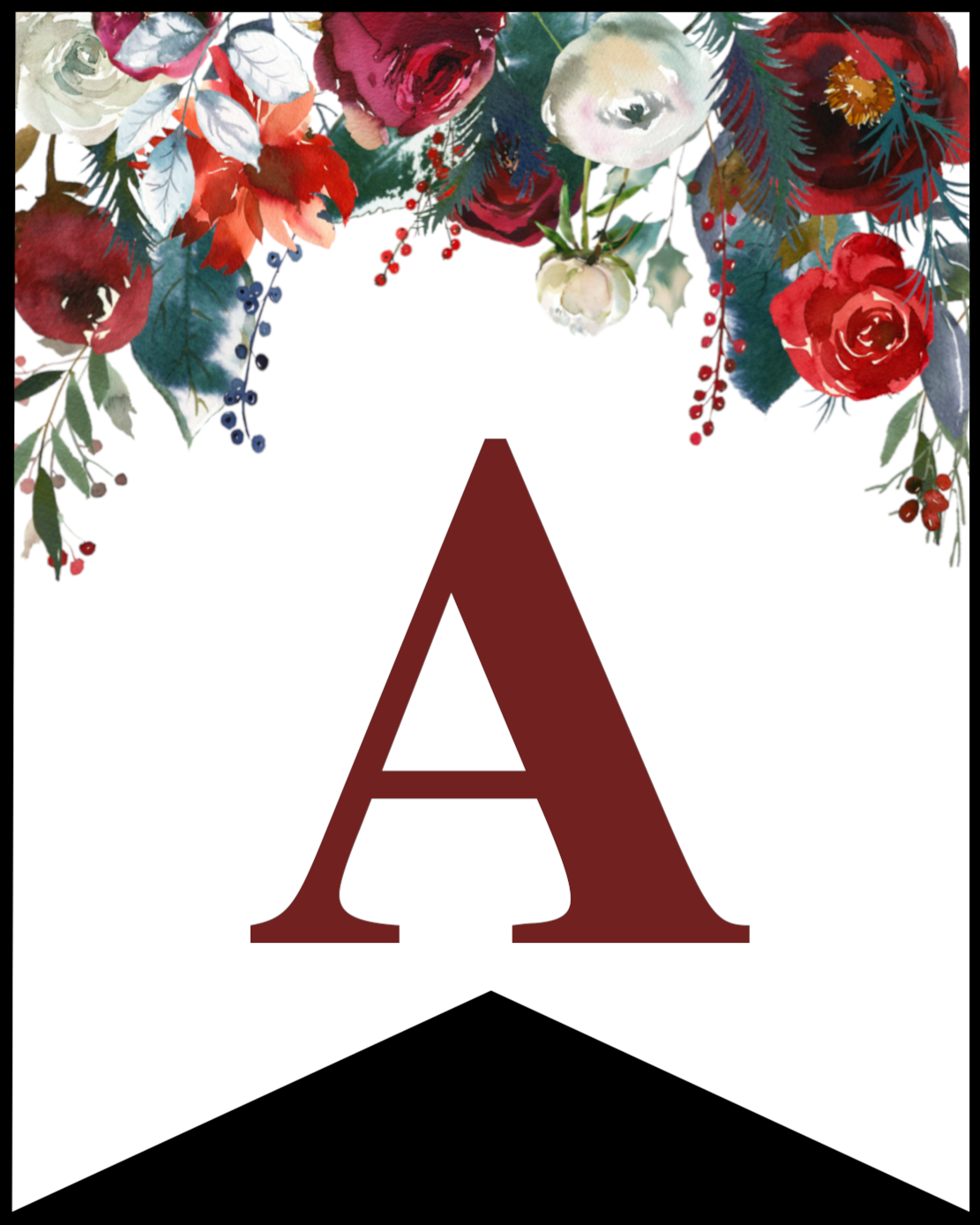 Free Printable Floral Christmas Banner Letters – Paper Trail Design With Regard To Letter Templates For Banners