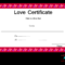 Free Printable Love Certificates Regarding Love Certificate Templates