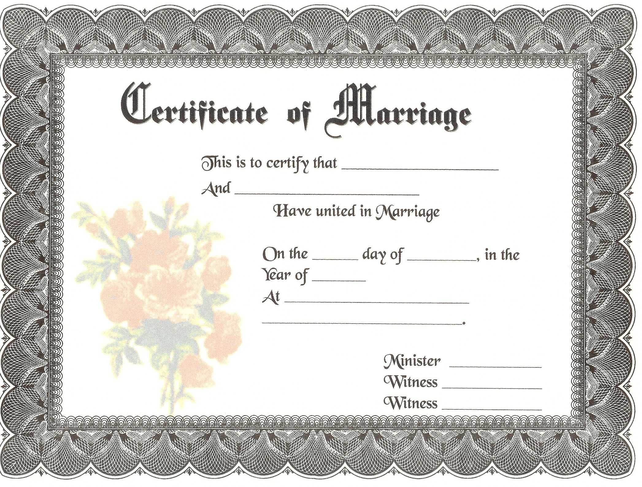 Free Printable Marriage Certificate Download at Printable Intended For Blank Marriage Certificate Template