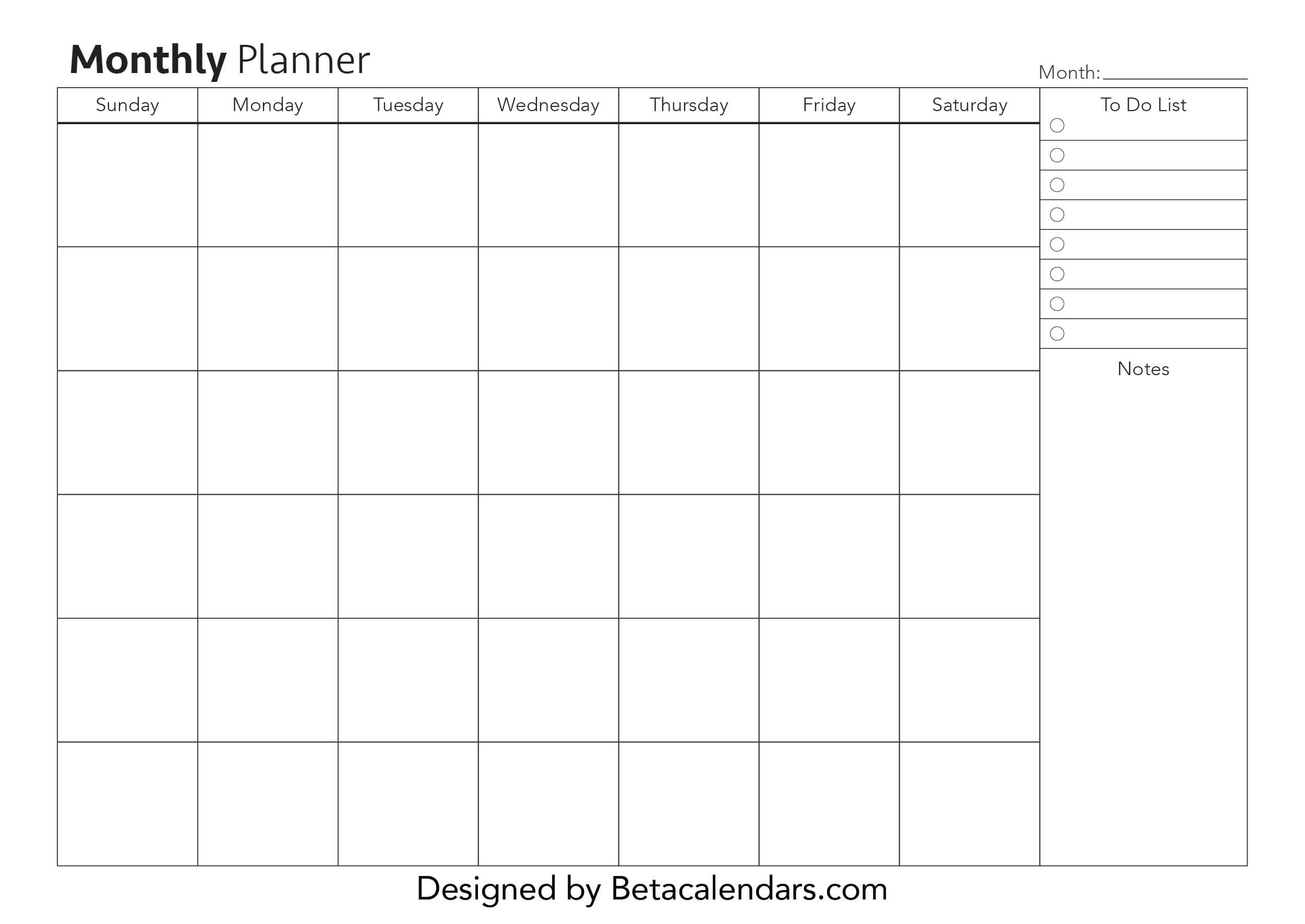Free Printable Monthly Planner Templates Throughout Month At A Glance Blank Calendar Template