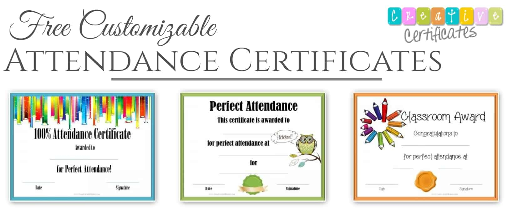 FREE Printable Perfect Attendance Certificate Templates  Customizable In Perfect Attendance Certificate Template