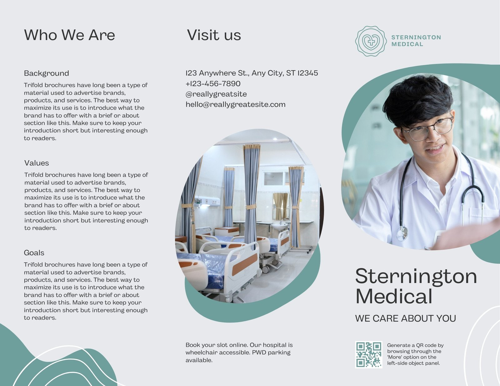 Free, printable professional medical brochure templates  Canva Regarding Medical Office Brochure Templates