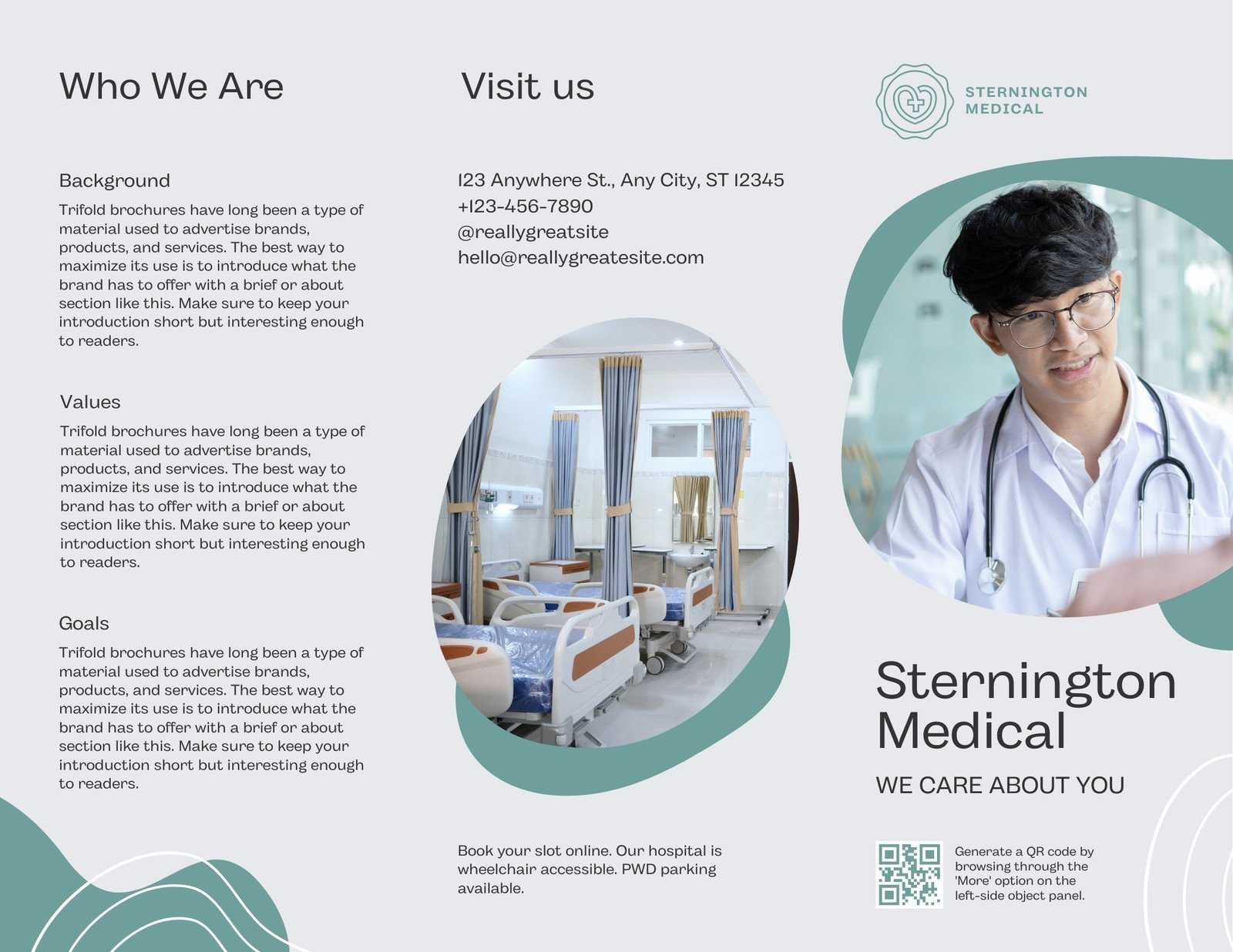 Free, Printable Professional Medical Brochure Templates  Canva Regarding Medical Office Brochure Templates