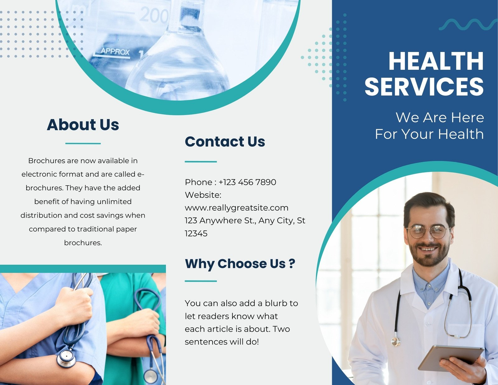 Free, printable professional medical brochure templates  Canva Throughout Medical Office Brochure Templates