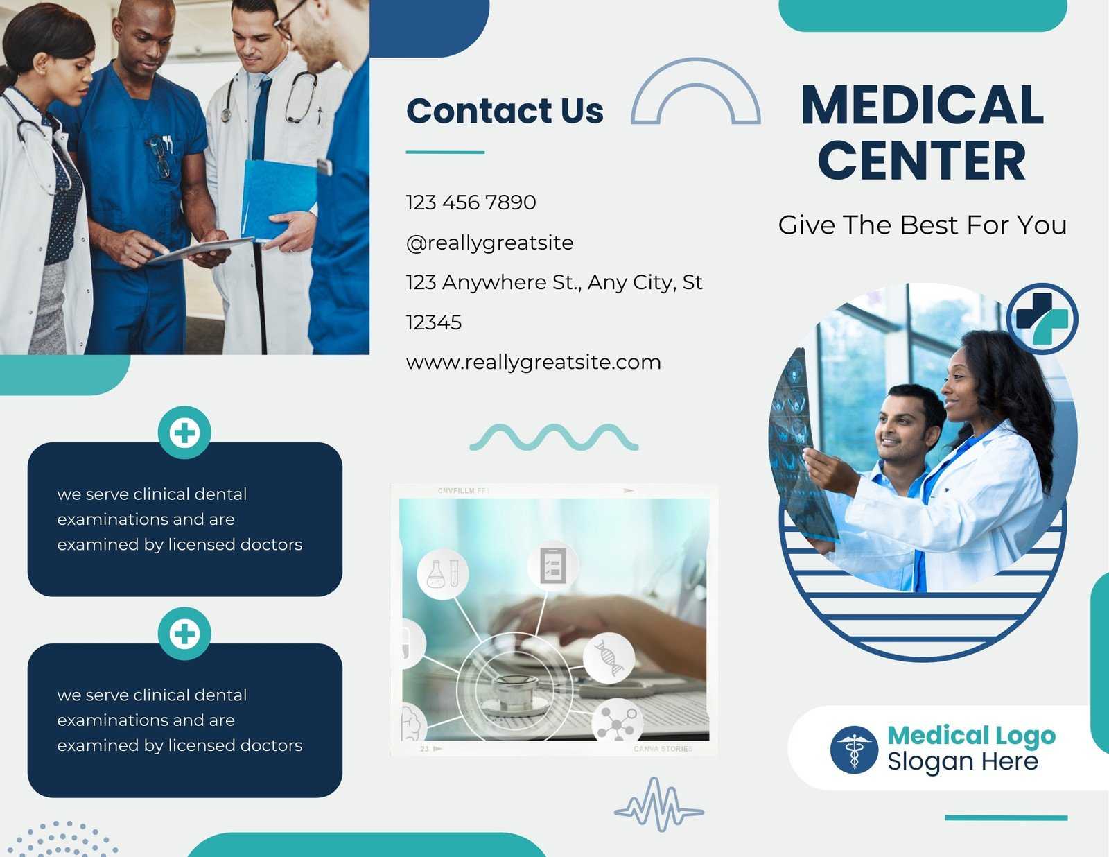 Free, Printable Professional Medical Brochure Templates  Canva Within Medical Office Brochure Templates