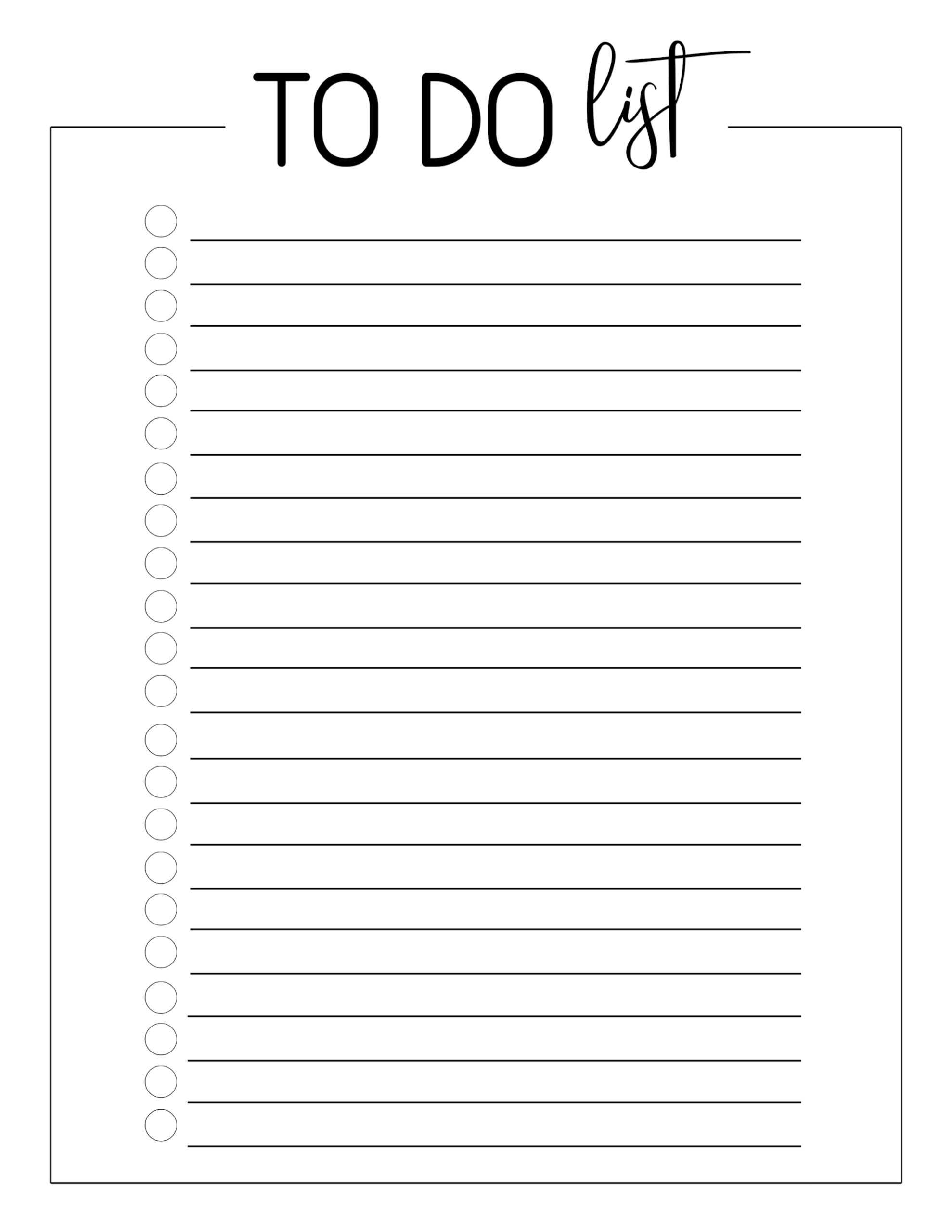 Free Printable To Do Checklist Template - Paper Trail Design Throughout Blank To Do List Template